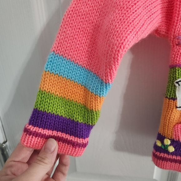 NWT Acrilico hand knit sweater colorful embroidered textured animals Toddler 12M - Picture 3 of 8